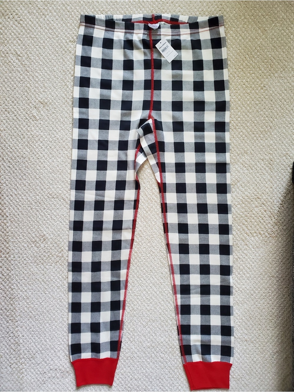Hanna Andersson Black & White Buffalo Check pajamas with Red Trim